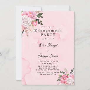 Elegante, rosa, weiße Peonies Engagement Party Einladung