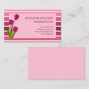 Elegante rosa, weiße Streifen Tulip Business Card Visitenkarte
