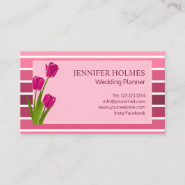 Elegante rosa, weiße Streifen Tulip Business Card Visitenkarte