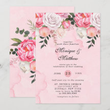 Elegante Rosa White Watercolor Peonies Wedding