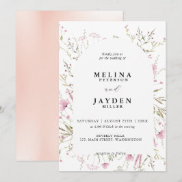 Elegante Rosa Wild-Floral Arch Wedding Einladung