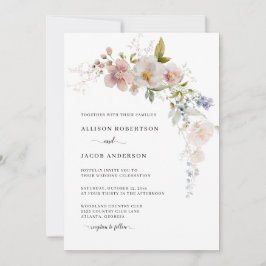 Elegante Rosa Wildblume Bloral Wedding Einladung