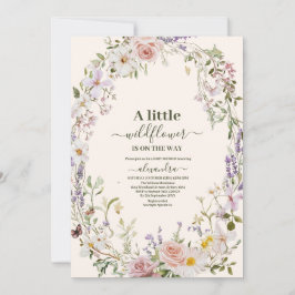 Elegante Rosa Wildblume Boho Baby Shower Einladung