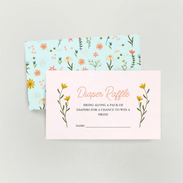 Elegante Rosa Wildblume Girls Baby Diaper Raffle Begleitkarte (Von Creator hochgeladen)