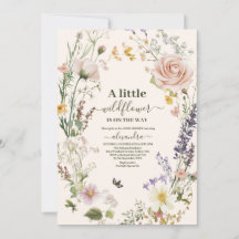 Elegante Rosa Wildblume Rustic Boho Baby Shower