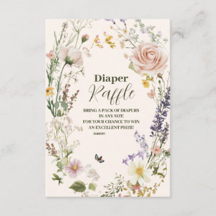 Elegante Rosa Wildblume Rustic Boho Diapper Raffle Begleitkarte