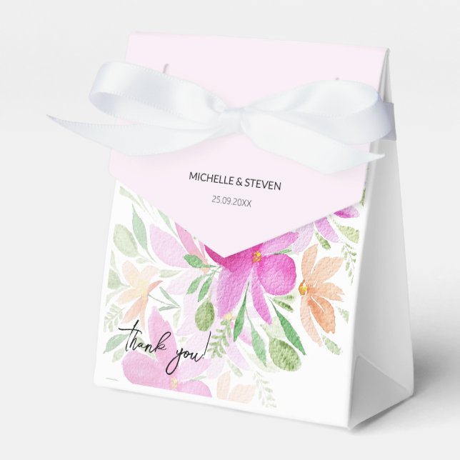 Elegante Rosa Wildblumen Geschenkschachtel (Vorderseite)