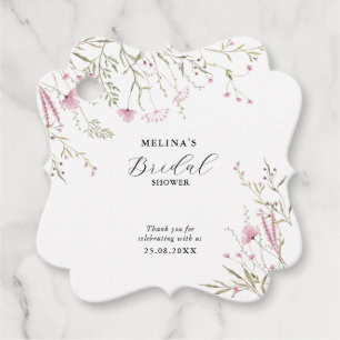 Elegante rosa wilde Blumen-Brautparty Geschenkanhänger