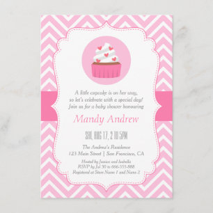 Elegante rosa Zickzack Kuchen-Baby-Mädchen-Dusche Einladung