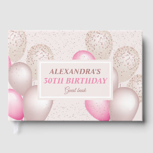 Elegante rosafarbene Ballons Geburtstag Gästebuch