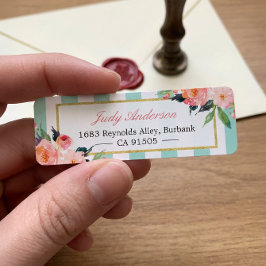 Elegante, rosafarbene Blume Minze Grüne Streifen