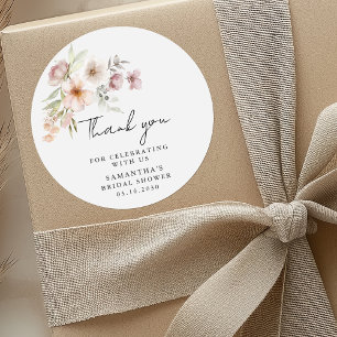 Elegante rosafarbene Blumen-Brautparty  Runder Aufkleber