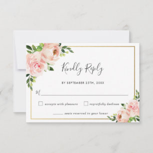 Elegante rosafarbene Blumen-Hochzeits-RSVP-Karte RSVP Karte