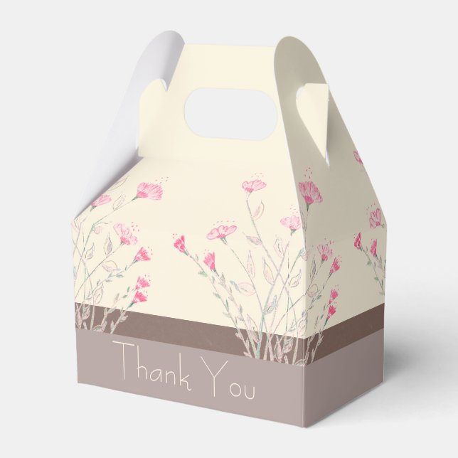 Elegante rosafarbene Blüte mit Creme und Braun Geschenkschachtel (Vorderseite)