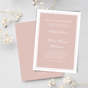 Elegante rosafarbene einfache Schrift Hochzeit Einladung