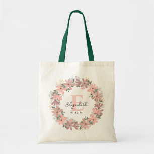 Elegante rosafarbene Floral-Personalisierte Braut Tragetasche