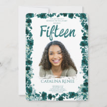Elegante rosafarbene Floral-Quinceañera-Einladung