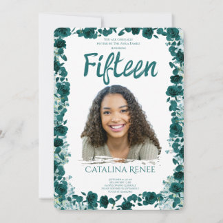 Elegante rosafarbene Floral-Quinceañera-Einladung Einladung