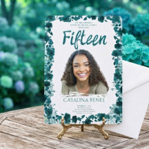 Elegante rosafarbene Floral-Quinceañera-Einladung