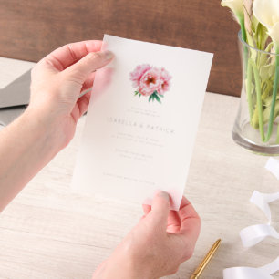 Elegante rosafarbene florale Hochzeits-Einladung