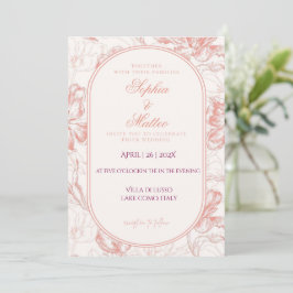 Elegante rosafarbene florale Hochzeits-Einladung m Einladung