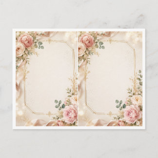 Elegante rosafarbene florale Hochzeits-Einladung m Einladungspostkarte