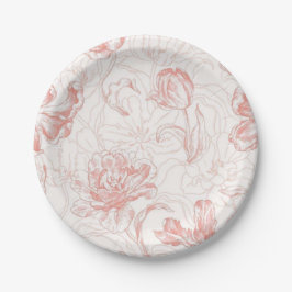 Elegante rosafarbene florale Hochzeits-Einladung m Pappteller