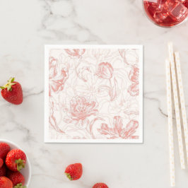 Elegante rosafarbene florale Hochzeits-Einladung m Serviette