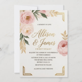Elegante rosafarbene Florale Hochzeitseinladungsvo Einladung