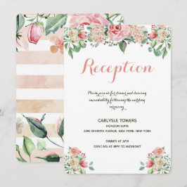 Elegante, rosafarbene, florale Hochzeitsempfehlung Begleitkarte
