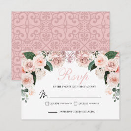 Elegante, rosafarbene, florale UAWG-Umschließkarte RSVP Karte