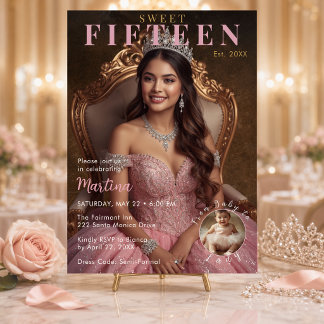 Elegante rosafarbene Foto-Sweet-Fifteen-Einladung Einladung