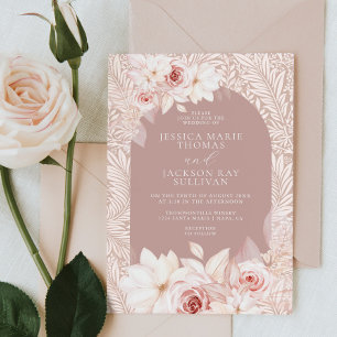 Elegante rosafarbene Hochzeitseinladung mit floral Einladung