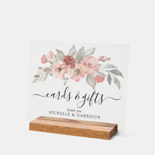 Elegante rosafarbene Hochzeitskarten für das Wasse Acrylschild
