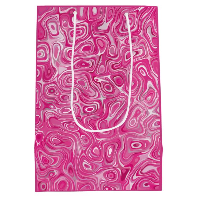 Elegante, rosafarbene Marmortextur abstrakt modern Mittlere Geschenktüte (Rückseite)