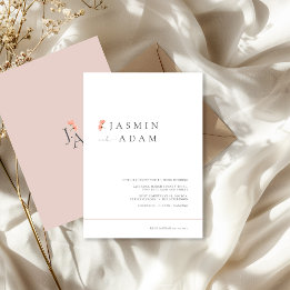 Elegante rosafarbene minimalistische florale Hochz Einladung