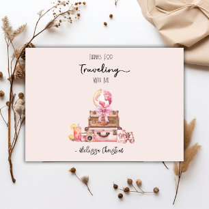 Elegante rosafarbene Reise-Hochzeitsdusche Dankeskarte