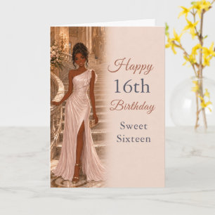 Elegante rosafarbene Sweet 16 Geburtstagsfeier Karte
