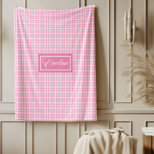 Elegante rosafarbene Tartan-Decke personalisiert Fleecedecke