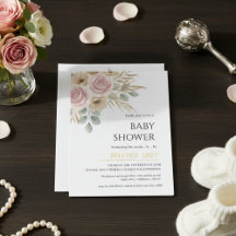 Elegante rosafarbene und neutrale florale Babypart