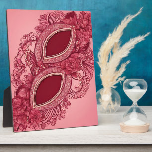 Elegante rosafarbene, verzierte Spitzen-Kunst Fotoplatte