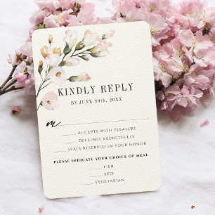 Elegante rosafarbene Wasserfarben-Blumen-Menüwahl RSVP Karte