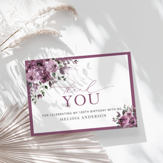 Elegante Rose 100. Geburtstag Dankeschön Karte (Von Creator hochgeladen)