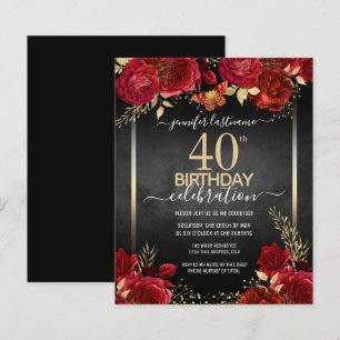 Elegante Rose 40. Geburtstag Einladung