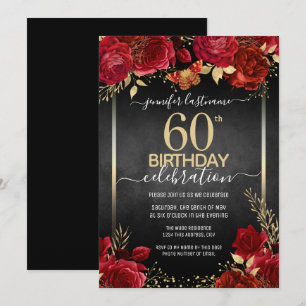 Elegante Rose 60. Geburtstag Einladung