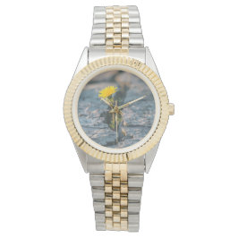 Elegante Rose auf Wasser Zweifarbig Damen Uhr