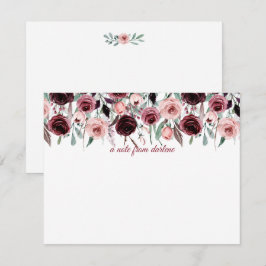 Elegante Rose aus Burgund und Rosa Wasserfarbe | Mitteilungskarte