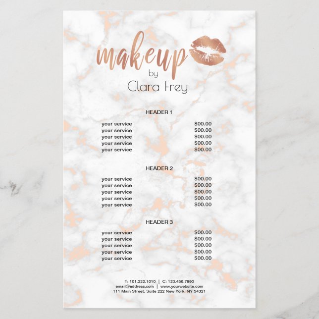 Elegante Rose aus Kupfer mit Goldlippen und Marmor Flyer (Vorne)