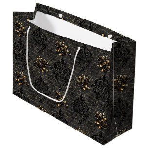 Elegante Rose aus schwarzem Gold Große Geschenktüte