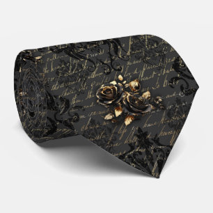 Elegante Rose aus schwarzem Gold Krawatte
